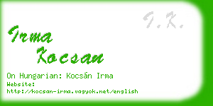 irma kocsan business card